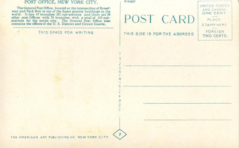 NY - New York City. Post Office