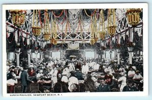 NEWPORT BEACH, Rhode Island RI ~ Interior LUNCH PAVILION ca 1920s  Postcard