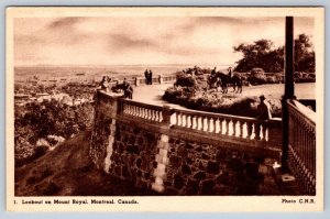 The Lookout, Mount Royal, Montreal, Quebec, Vintage Intaglio Sepia Postcard