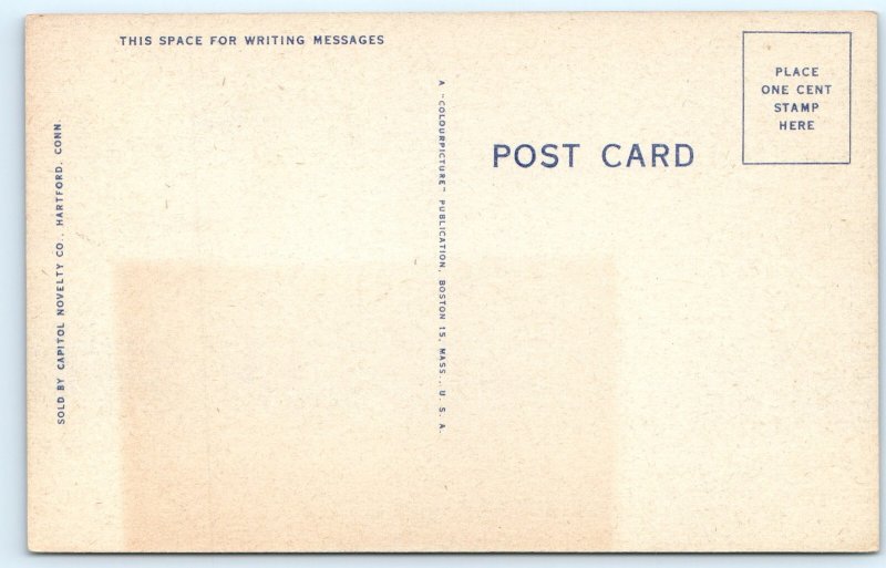 c1940s W. Hartford, CT Noah Webster's Home House Roadside Portrait Linen PC A271