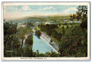 1920 Bird's-Eye View River Scene Stroudsburg Pennsylvania PA Posted Postcard 