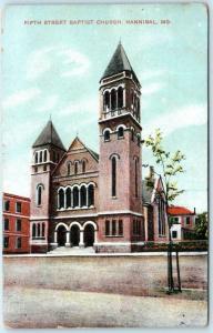 HANNIBAL, Missouri  MO   FIFTH STREET BAPTIST CHURCH ca 1910s Postcard