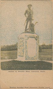 Statue of Minute Man Concord MA Massachusetts Boston Sunday Post Souvenir - UDB