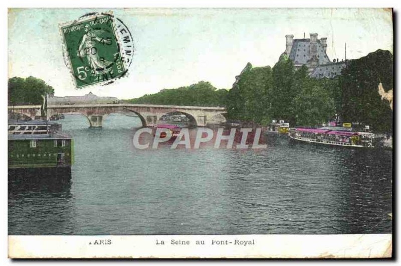 Old Postcard Paris Seine at Pont Royal