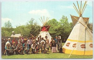 Vintage Ohio Indian Lore Festival Columbus OH Native American Tipis Postcard