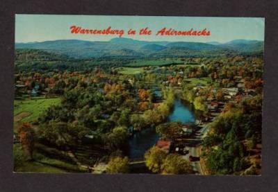 NY Aerial View City Schroon River WARRENSBURG NEW YORK