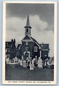 Philadelphia Pennsylvania PA Postcard Old Swedes Church Gloria Dei Cemetery