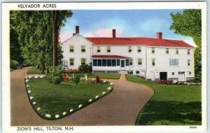 TILTON, New Hampshire NH  Zion's Hill   VELVADOR ACRES ca 1940s Linen Postcard