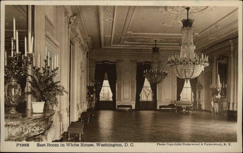 Washington DC East Room White House Real Photo Vintage Postcard