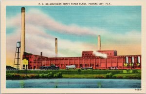 Southern Kraft Paper Plant Panama City FL Florida Unused Linen Postcard H15