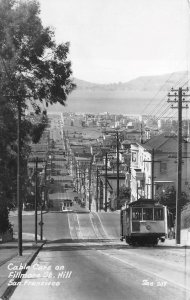 RPPC CABLE CARS ON FILLMORE ST HILL SAN FRANCISCO CALIFORNIA REAL PHOTO POSTCARD