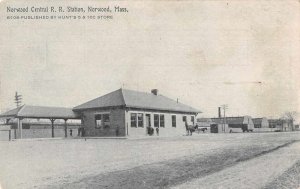 Norwood Massachuestts Central RR Train Depot Station Antique Postcard RR133