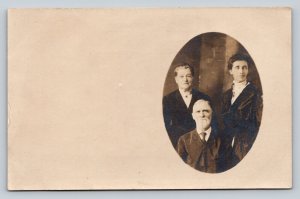 RPPC Gray Haired Gentleman with Two Women Dressed Up VINTAGE Postcard 1316