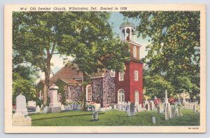 Linen~Old Swedes Church & Graves Wilmington Delaware~c1910 Postcard