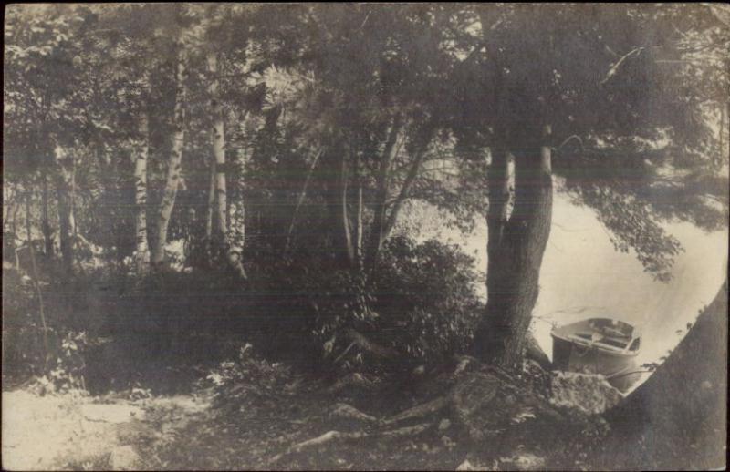 Lake & Rowboat - Haverhill MA Cancel c1910 Real Photo Postcard