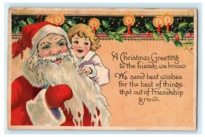 Christmas Santa Claus Girl 1930 Bunch Iowa Vintage Antique Postcard 