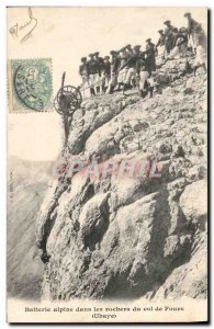 Old Postcard Militaria Alpine Alpine Hunters Battery in the rocks of Fours Pass