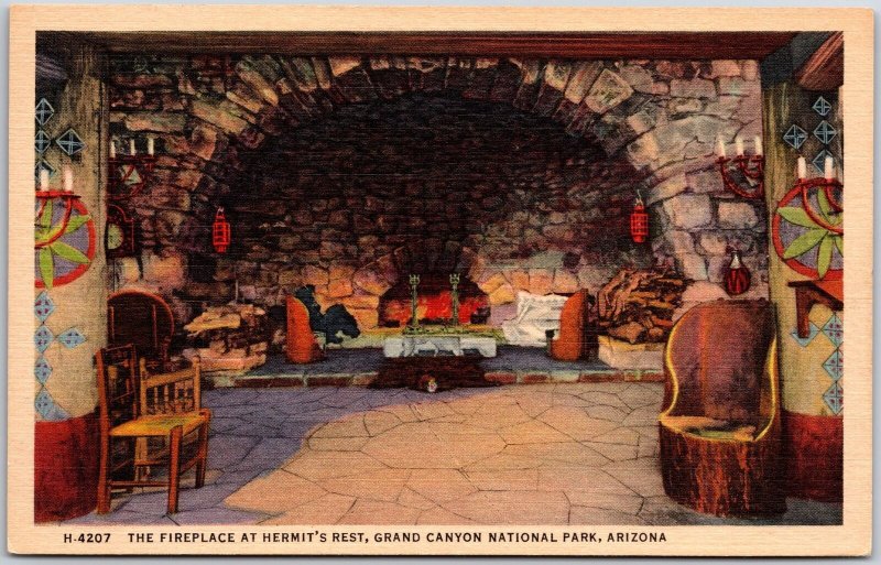 The Fireplace At Hermits Rest Grand Canyon National Park Arizona AZ Postcard