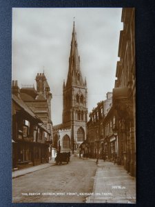 NEWARK ON TRENT Kirk Gate & The Parish Church WEST FRONT Old RP Postcard