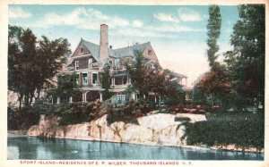 Vintage Postcard Sport Island Residence Of E.P. Wilber Thousand Islands New York