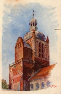 Poland Fragment of Cathedral Belfry at Plock Vintage Postcard 08.74