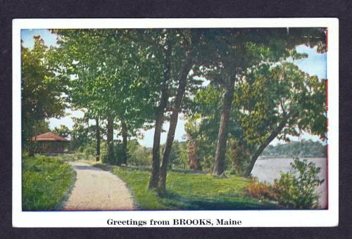 ME Greetings From BROOKS MAINE Old Postcard PC