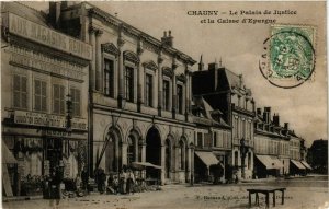 CPA AK CHAUNY Le Palais de Justice et la Caisse d'Épargne (863079)