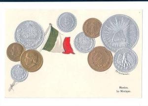 LP79   Mexico, money, coins,  postcard, not mailed,