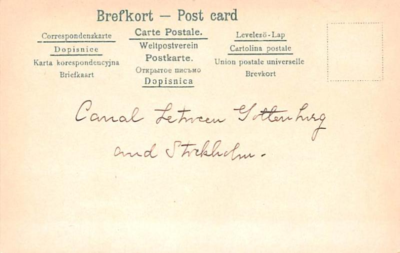 Sweden Old Vintage Antique Post Card Trollhattan Slussarne Writing on back