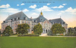 New Orleans Louisiana Notre Dame Seminary Color Linen Vintage Postcard U4852