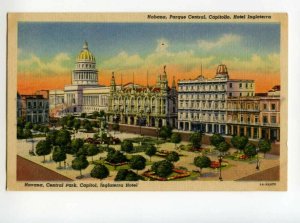 491059 CUBA HAVANA Central Park Capitol INGLATERRA HOTEL Vintage postcard