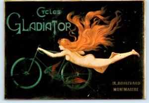 Bicycle & Nude CYCLES GLADIATOR Repro Art Nouveau Advertising 4x6 Postcard