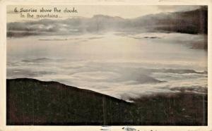 ASHEVILLE NC 1939 POSTMARK-SUNRISE ABOVE THE CLOUDS IN MOUNTAINS-PHOTO POSTCARD 
