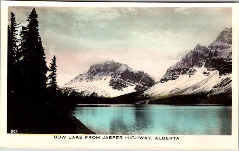 Postcard MOUNTAIN SCENE Bow Lake Alberta AB AO1776