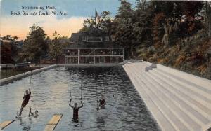 E70/ Chester W Va Postcard Rock Springs Park 1914 Swimming Pool Swings 13