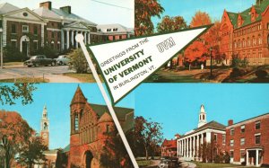 Vintage Postcard Red Stone Burlington Vermont University Picturesque Campuses VT