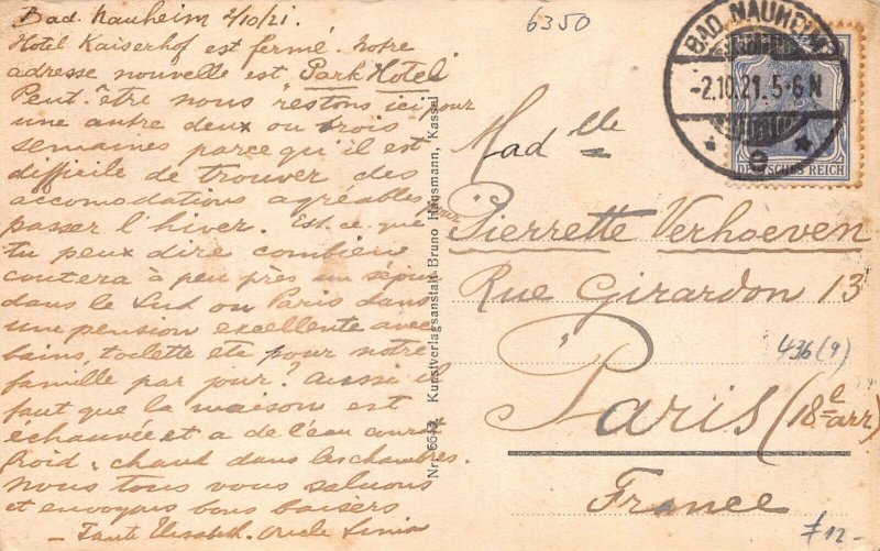 Germany 1921 Bad Nauheim Normal Badezelle vintage postcard