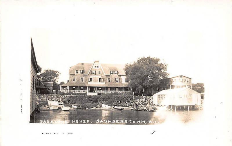 Saunderstown RI Saunders House Boat House RP Postcard