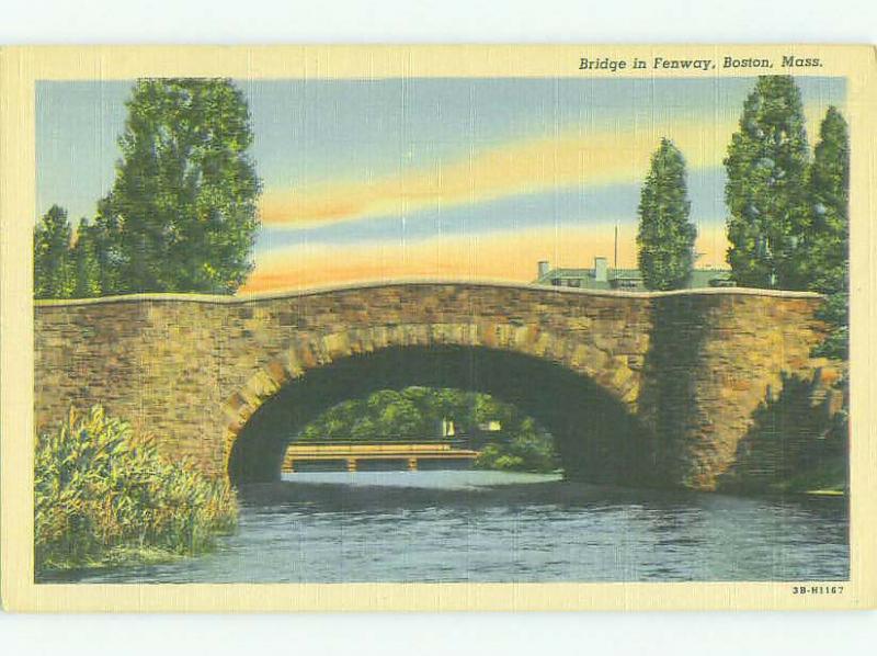 Unused Linen BRIDGE SCENE Boston Massachusetts MA HQ9736