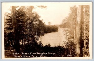 Lake Itasca From Douglas Lodge Itasca State Park MN, Real Photo RP Postcard RPPC