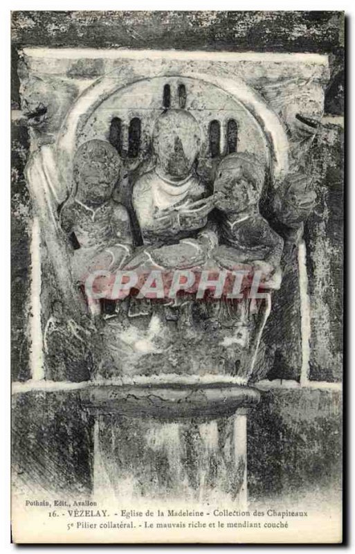 Old Postcard Vezelay Facade Church of the Madeleine Collection Capital Pillar...