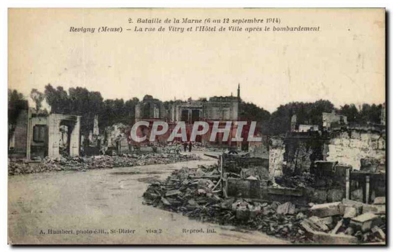 Old Postcard Battle of the Marne The street of Vitry and & # 39Hotel City aft...