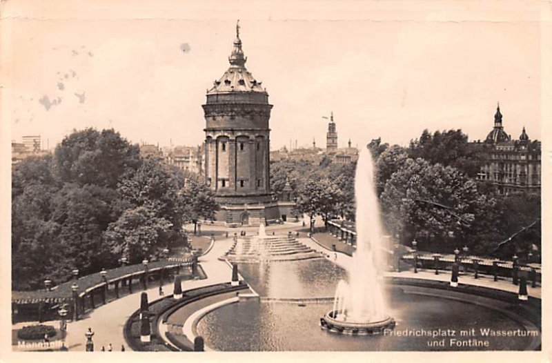 Friedrichplatz mit Wasserturm und Fontane Germany 1934 