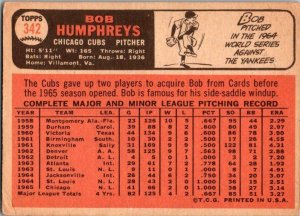 1966 Topps Baseball Card Bob Humphreys Chicago Cubs sk1964