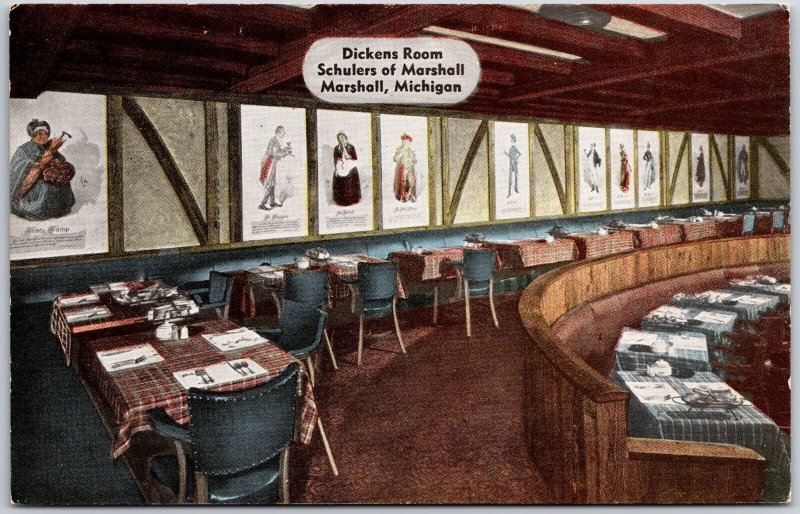 Dickens Room Schulers Of Marshall Michigan Large Sunken Dining Rooms Postcard