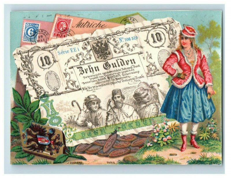 1870s-80s Victorian Trade Cards Featuring Bank Notes Countries Lot Of 8 P212