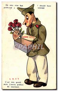 Old Postcard Fantasy Flowers Army Cass