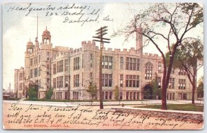 1907 Joliet Illinois High School Postcard - V.O. Hammon Posted Davenport Iowa