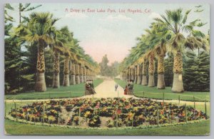State View~A Drive In East Lake Park~Garden~People Waiting On Benches~Vintage PC