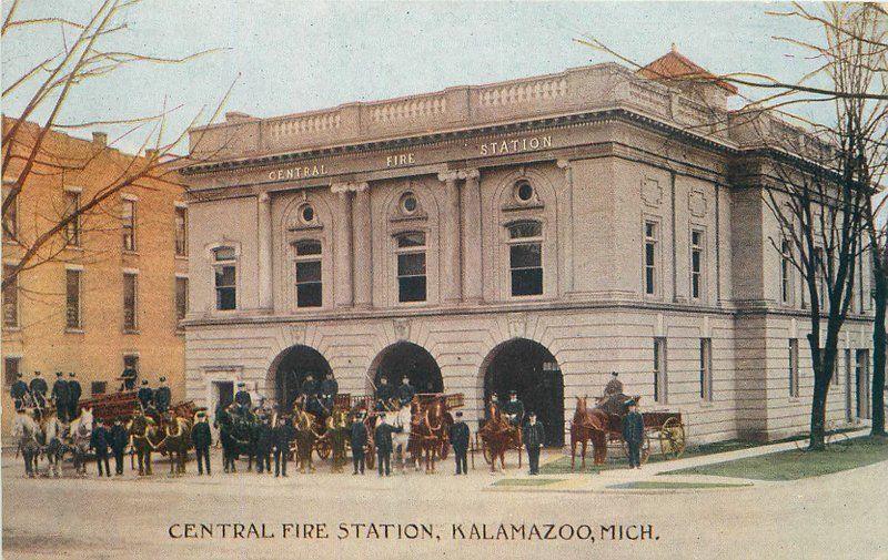 Postcard photo of building fire, Michigan c. 1910s Postcard photo of building fire, Michigan c. 1910s